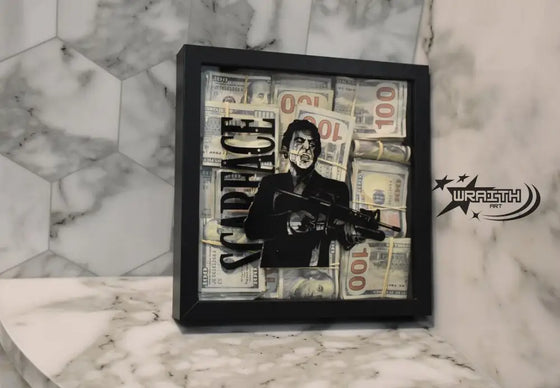 3D Scarface Aged Money - Wall Shadow Box - WraithArt