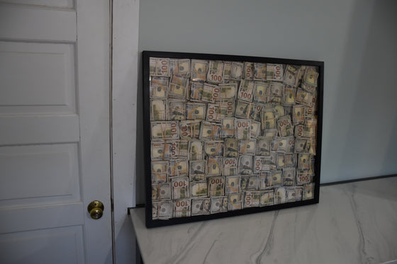 Huge Ultra Aged Money Stuffed Golden Shadow Box - Motivational Decor