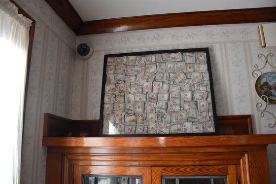 Huge Ultra Aged Money Stuffed Golden Shadow Box - Motivational Decor