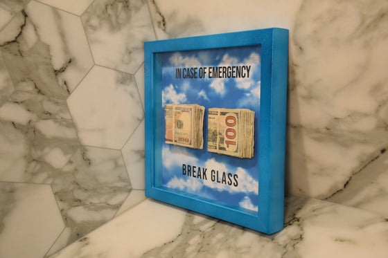Folded Aged Money - Blue Frosted Wall Hanging Shadow Box