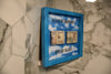 Folded Aged Money - Blue Frosted Wall Hanging Shadow Box