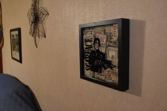 3D Scarface Aged Money - Wall Shadow Box - WraithArt