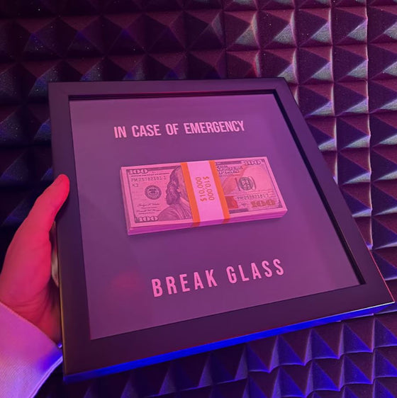 Original In Case of Emergency Break Glass Money Wall Shadow Box - WraithArt