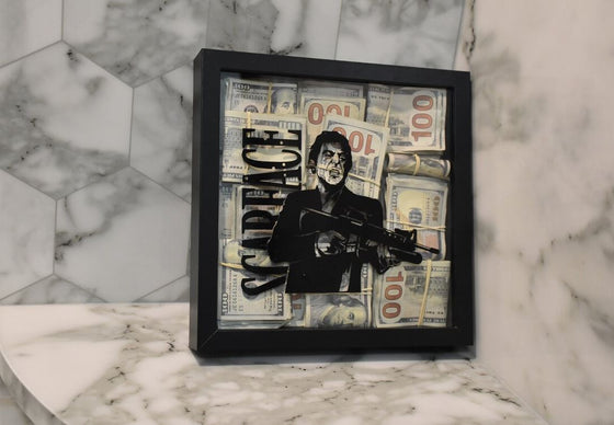 3D Scarface Aged Money - Wall Shadow Box - WraithArt