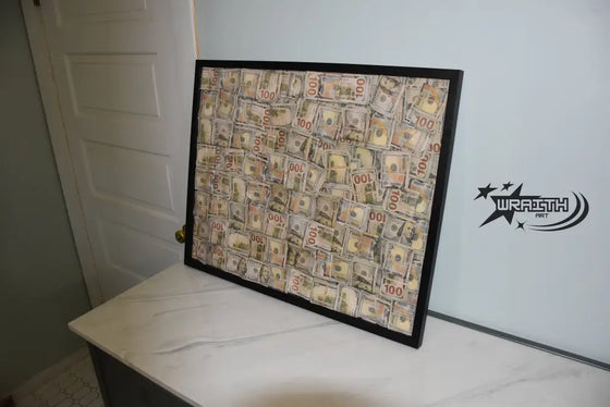 Huge Ultra Aged Money Stuffed Golden Shadow Box - Motivational Decor