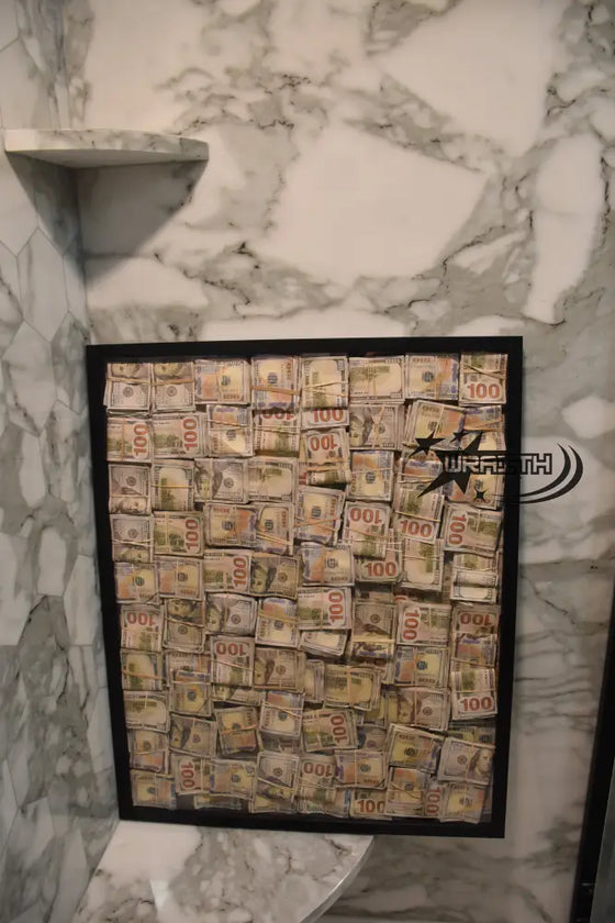 Huge Ultra Aged Money Stuffed Golden Shadow Box - Motivational Decor