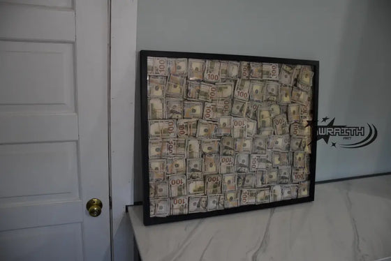 Huge Ultra Aged Money Stuffed Golden Shadow Box - Motivational Decor