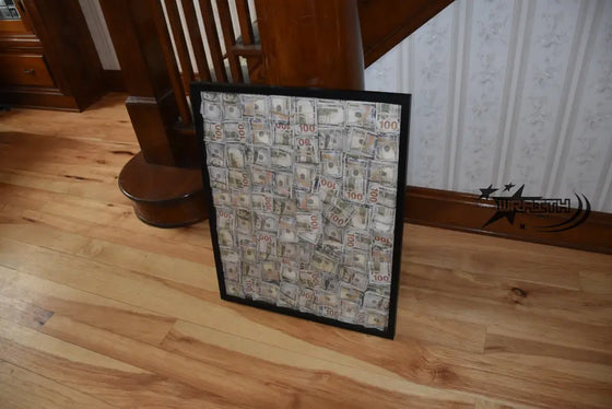 Huge Ultra Aged Money Stuffed Golden Shadow Box - Motivational Decor