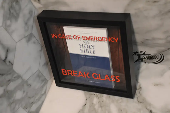 In Case Of Emergency Break Glass Holy Bible - Wall Art Shadow Box