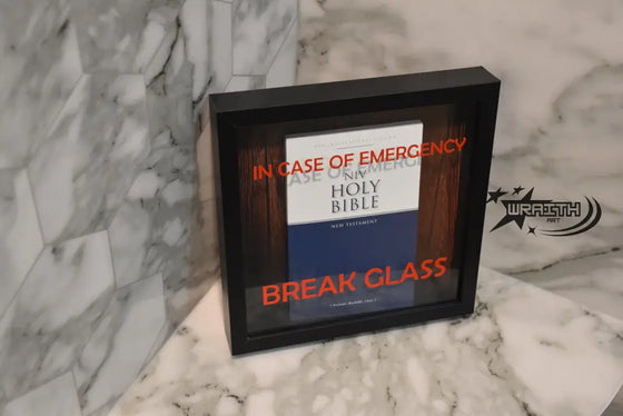 In Case Of Emergency Break Glass Holy Bible - Wall Art Shadow Box