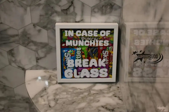 In Case of Munchies Break Glass - Wall Shadow Box - WraithArt