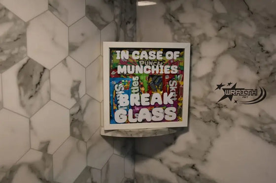 In Case of Munchies Break Glass - Wall Shadow Box - WraithArt