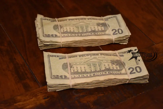 Ultra Realistic Movie Prop Money - 20 Dollar Bills 2 Bands